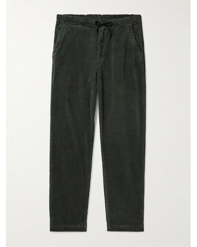 Orslow New Yorker Straight-leg Cotton-blend Corduroy Drawstring Pants - Grey