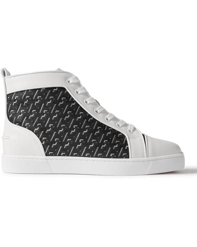 Christian Louboutin Louis Coated Canvas & Leather High-top Sneaker - White