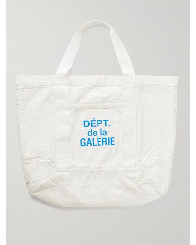 GALLERY DEPT. Logo-print Webbing-trimmed Cotton-canvas Tote Bag - White