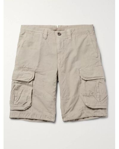 Incotex Washed Cotton And Linen-blend Cargo Shorts - Natural
