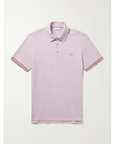 Etro Logo-embroidered Cotton-piqué Polo Shirt - Pink