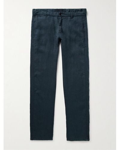 Aspesi Slim-fit Garment-dyed Hemp-gabardine Trousers - Blue