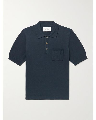 Corridor NYC Cotton And Linen-blend Polo Shirt - Blue