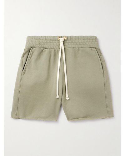 Les Tien Straight-leg Garment-dyed Cotton-jersey Drawstring Shorts - Natural