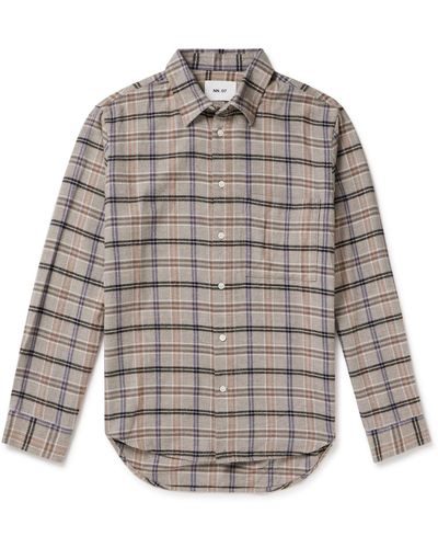 NN07 Arne 5166 Checked Cotton-flannel Shirt - Gray