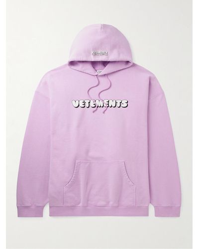 Vetements Logo-print Cotton-blend Jersey Hoodie - Pink