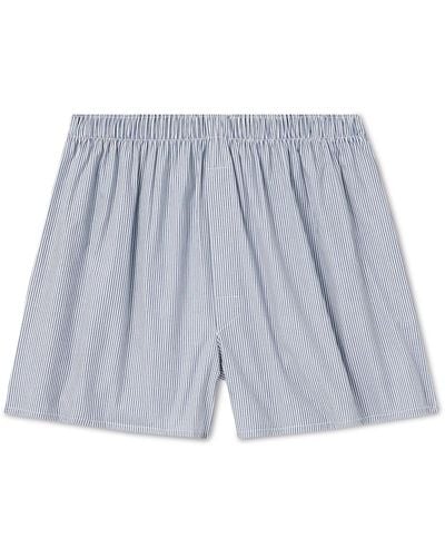 Sunspel Striped Cotton Boxer Shorts - Blue