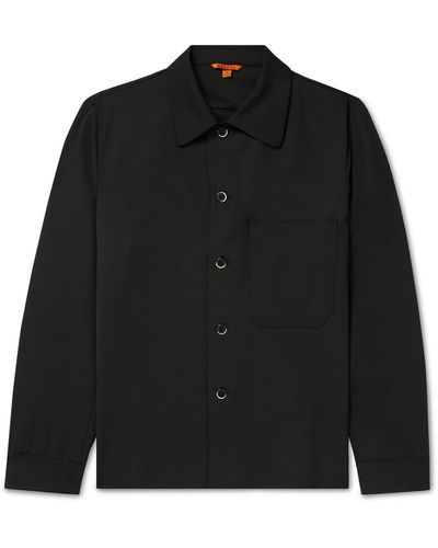 Barena Cedrone Garment-dyed Stretch-wool Twill Overshirt - Black