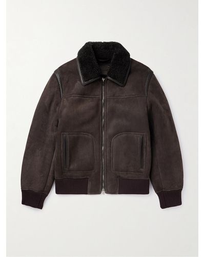 Tod's Leather-trimmed Shearling Bomber Jacket - Black