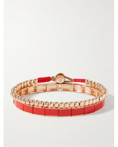 Roxanne Assoulin Set Of Two Gold-tone And Enamel Beaded Bracelets - Red