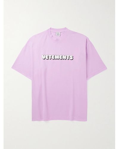 Vetements T-Shirt aus Baumwoll-Jersey mit Logoprint - Pink