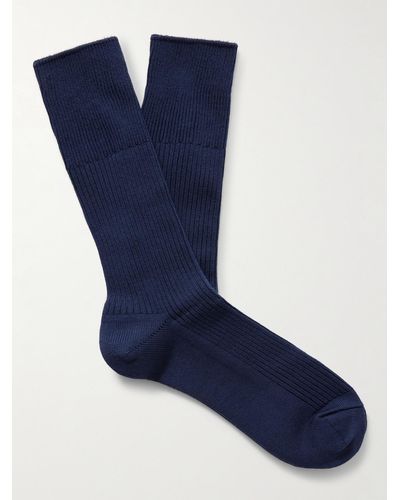 Anonymous Ism Brilliant Ribbed-knit Socks - Blue