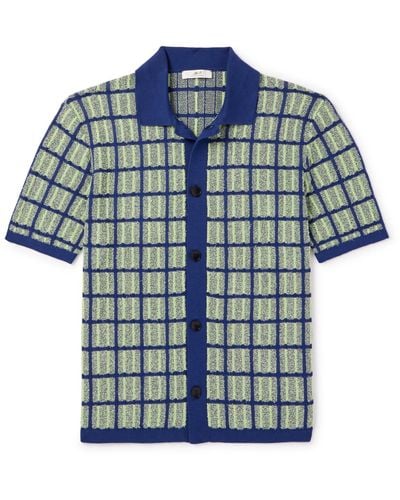 MR P. Checked Cotton-blend Shirt - Blue