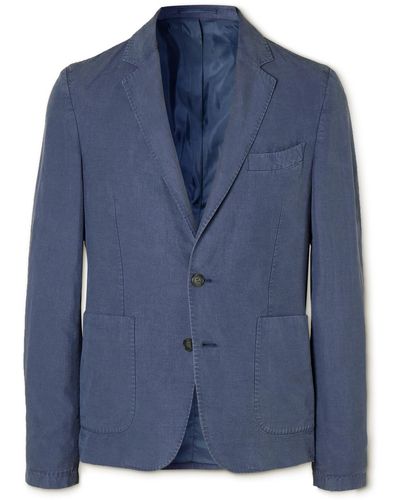 Officine Generale Nehemiah Garment-dyed Lyocell-blend Suit Jacket - Blue