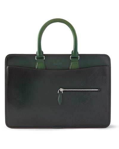 Berluti Two-tone Scritto Leather Briefcase - Black