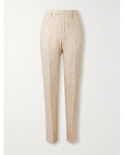 MR P. Phillip Tapered Linen Suit Trousers - Natural
