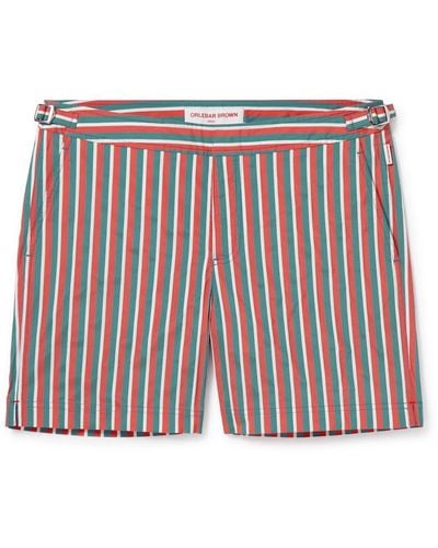 Orlebar Brown Bulldog Straight-leg Mid-length Cotton-blend Swim Shorts - Red