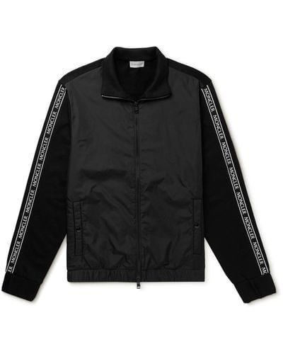 Moncler Logo-appliquéd Cotton-jersey And Shell Track Jacket - Black