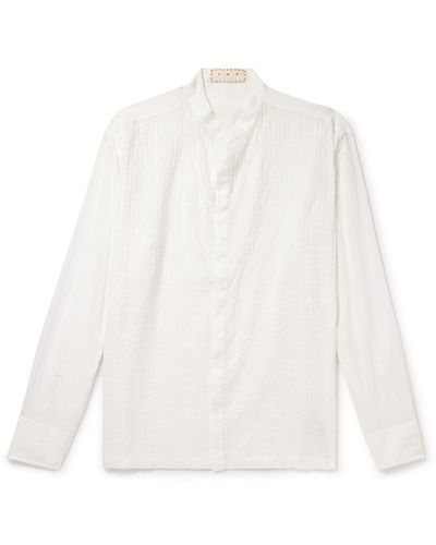 SMR Days Gracioneta Camp-collar Embroidered Organic Cotton Shirt - White