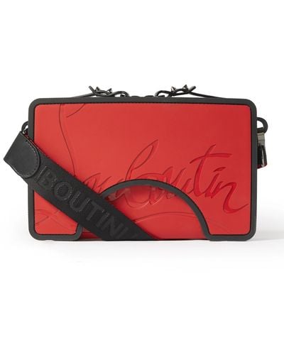 Christian Louboutin Adolon Logo-debossed Leather And Rubber Messenger Bag - Red