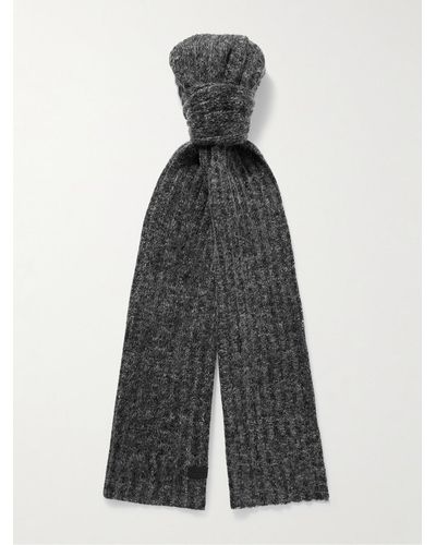 Saint Laurent Ribbed Wool-blend Scarf - Grey
