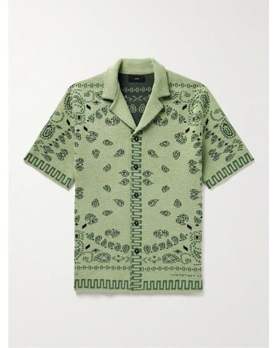 Alanui Camp-collar Bandana-jacquard Cotton-piqué Shirt - Green
