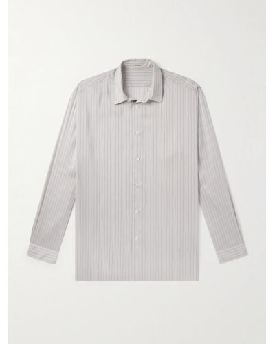 The Row Camicia in seta a righe Albie - Bianco