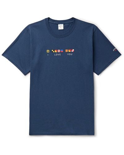 Noah I Love You Printed Cotton-jersey T-shirt - Blue