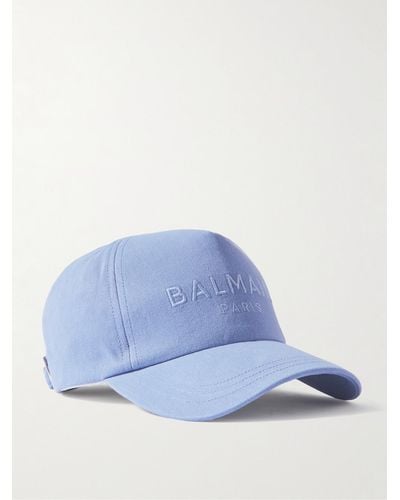 Balmain Logo-embroidered Cotton-twill Baseball Cap - Blue