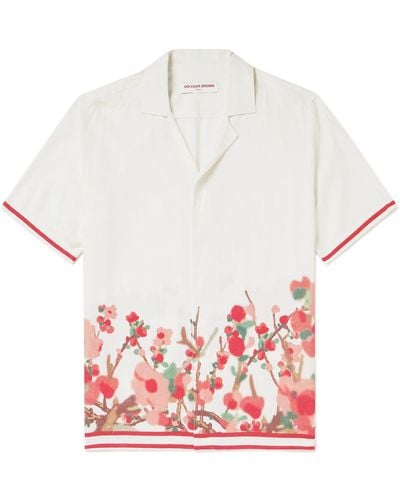 Orlebar Brown Maitan Camp-collar Floral-print Voile Shirt - White