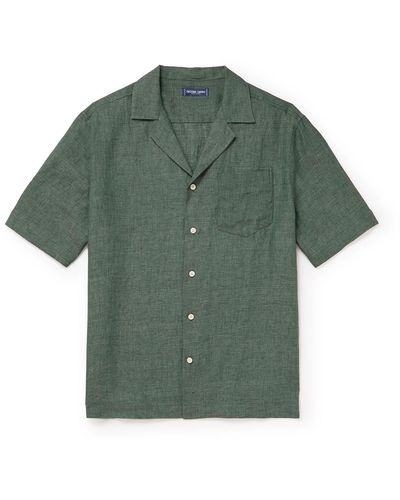 Frescobol Carioca Angelo Camp-collar Linen Shirt - Green