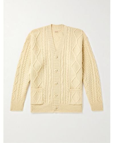 Kapital Intarsia Cable-knit Wool-blend Cardigan - Natural