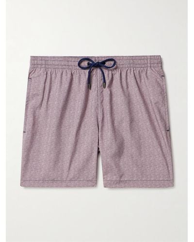 Canali Straight-leg Mid-length Printed Shell Swim Shorts - Purple