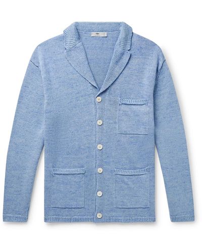 Inis Meáin Pub Jacket Linen-blend Cardigan - Blue