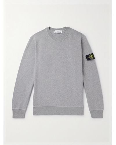 Stone Island Logo-appliquéd Garment-dyed Cotton-jersey Sweatshirt - Grey