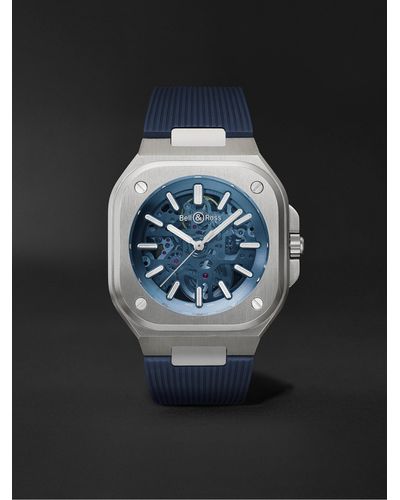 Bell & Ross Br 05 Skeleton Blue Limited Edition Automatic 40mm Stainless Steel And Rubber Watch - Black