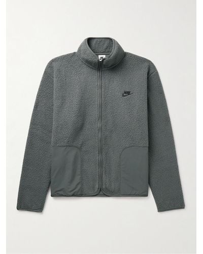 Nike Club Logo-embroidered Nylon-trimmed Fleece Jacket - Grey