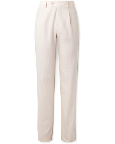 Brunello Cucinelli Straight-leg Pleated Linen And Wool-blend Suit Pants - White