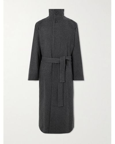 Lemaire Belted Wool And Cashmere-blend Coat - Grey