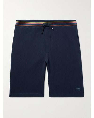Paul Smith Logo-appliquèd Striped Cotton-jersey Shorts - Blue