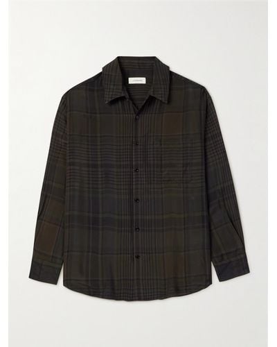 Lemaire Checked Twill Shirt - Black