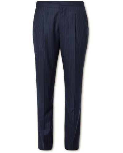 Brunello Cucinelli Straight-leg Slim-fit Pinstriped Virgin Wool Suit Pants - Blue