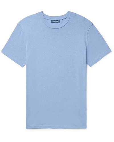 Frescobol Carioca Lucio Cotton And Linen-blend Jersey T-shirt - Blue
