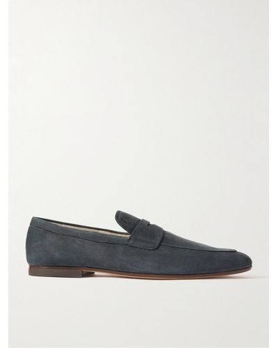 Tod's Logo-debossed Suede Penny Loafers - Blue