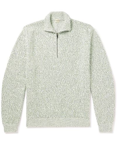 Massimo Alba Ribbed Cotton Half-zip Sweater - White
