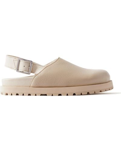 VINNY'S Shearling-lined Leather Sandals - Natural