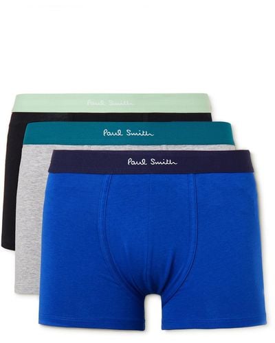 Paul Smith Three-pack Stretch Organic Cotton-jersey Boxer Briefs - Blue