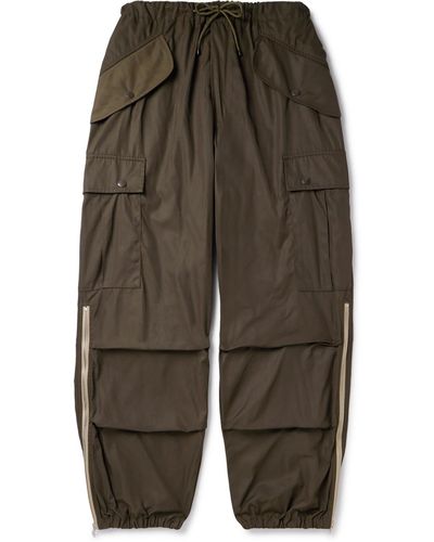 Dries Van Noten Straight-leg Zip-detailed Nylon-twill Drawstring Cargo Pants - Green