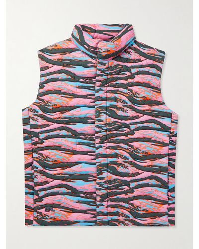 ERL Printed Quilted Cotton-jacquard Down Gilet - Pink