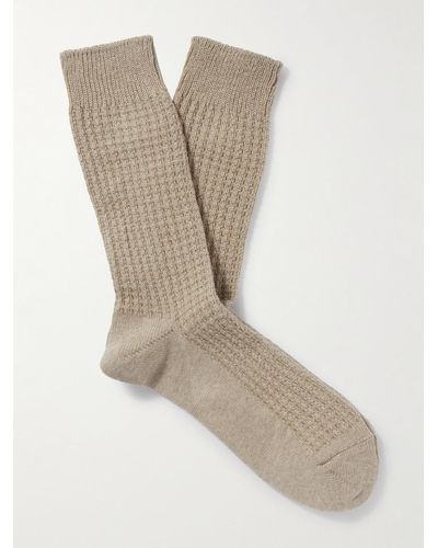 MR P. Waffle-knit Cotton-blend Socks - Natural